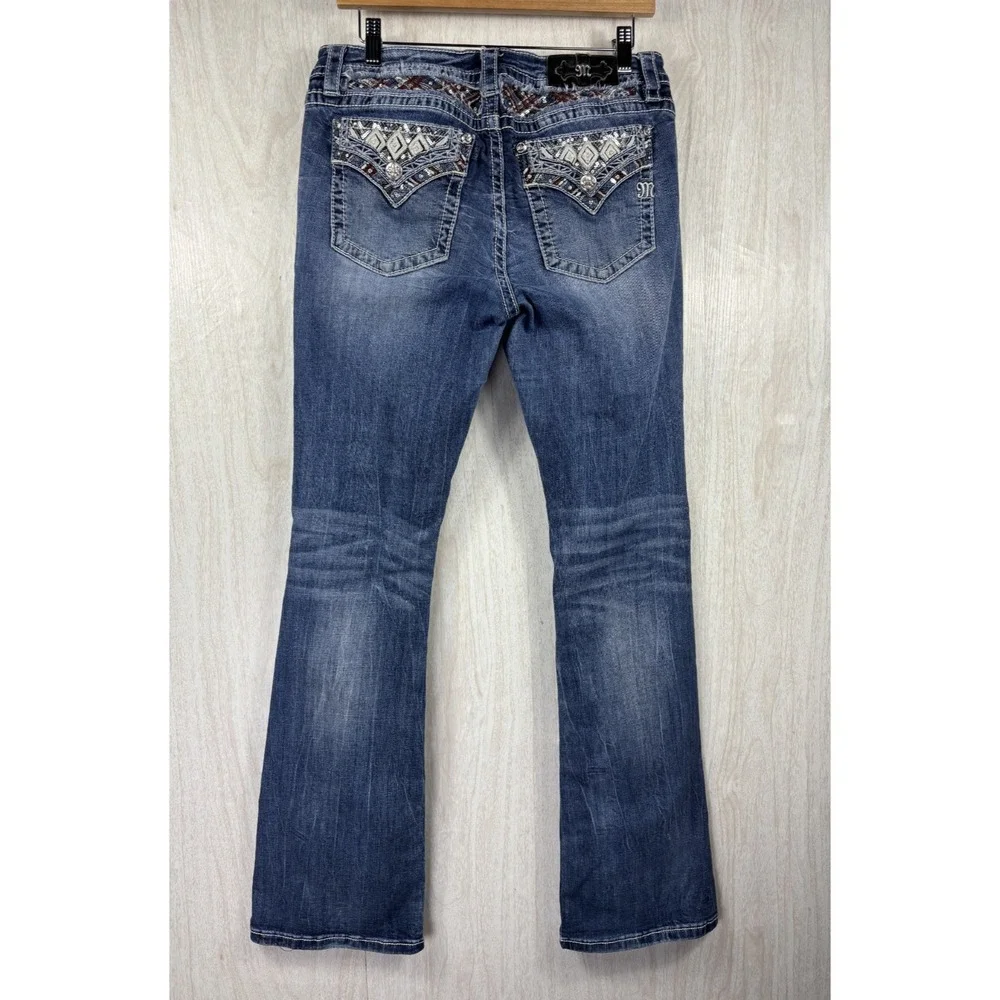 Miss Me Bootcut Jeans 33x33 Low Rise Embellished Pocket Y2K Womens Denim Chic